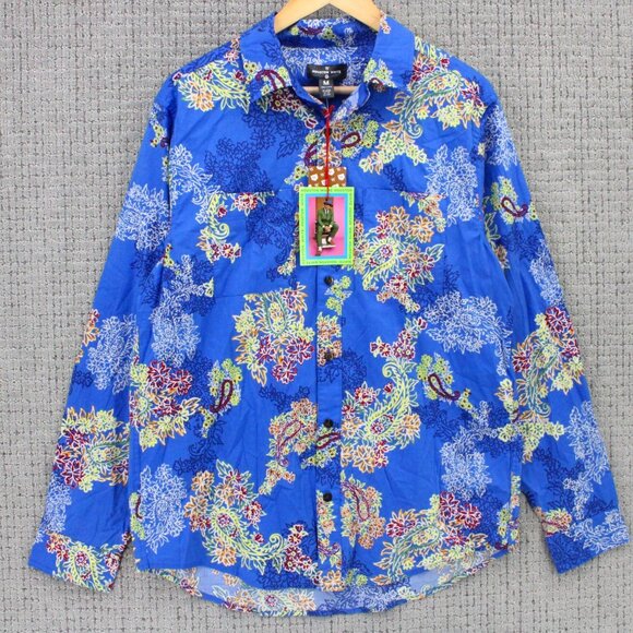 Houston White X Target Shirt Men Medium M Multicolor Floral Pattern Collared NWT - Picture 1 of 9
